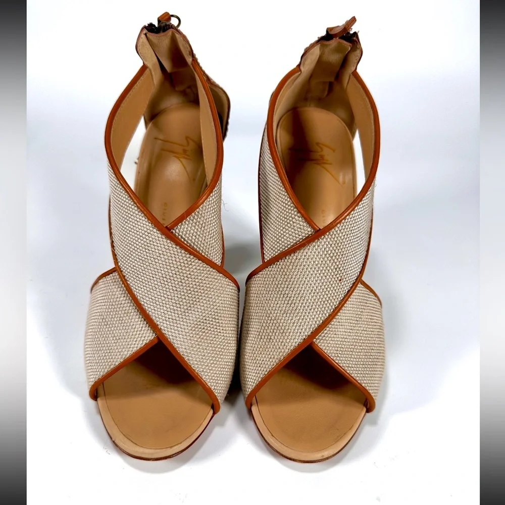 Giuseppe Zanotti Canvas and Leather Heel Sandals - Picture 2 of 14